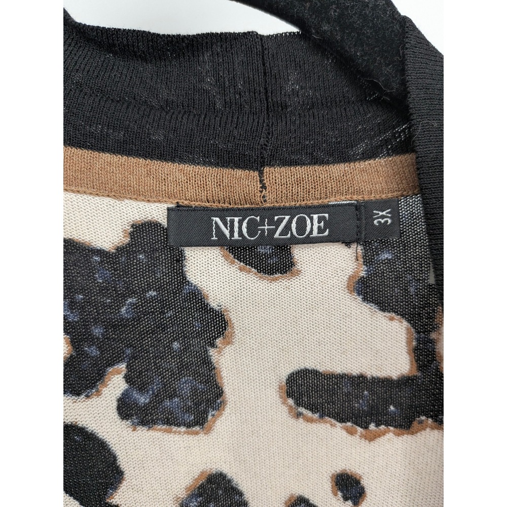 NIC+ZOE Cardigan Womens Plus 3X Black Animal Print Open Front Lightweight Knit - Picture 3 of 6